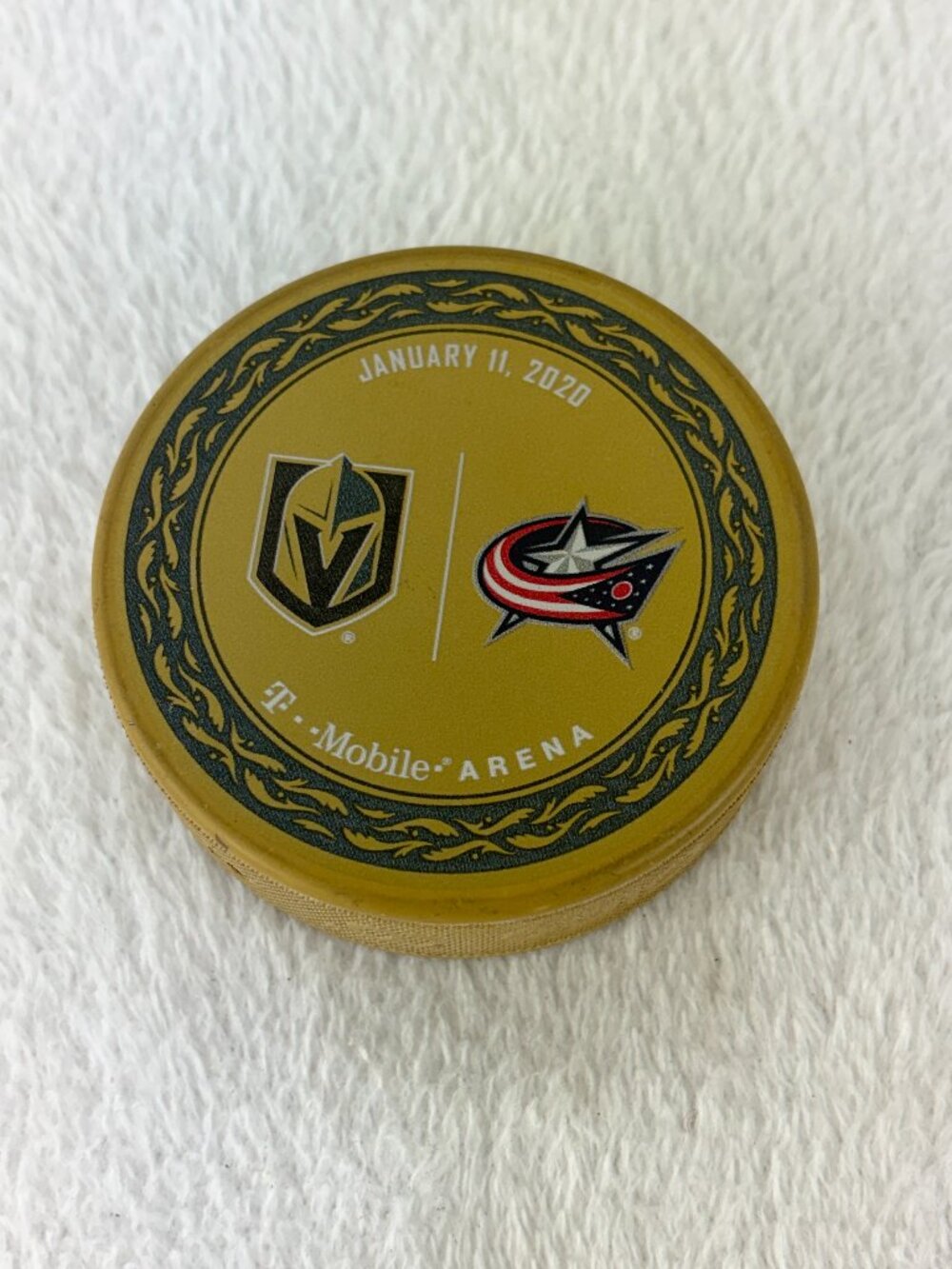 Vegas Golden Knights vs Bluejackets Official Warm-Up Used Puck January 11, 2020